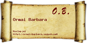 Ormai Barbara névjegykártya